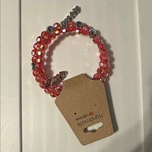 Pink Beaded Bracelet with Letter Charms “Fu@k”